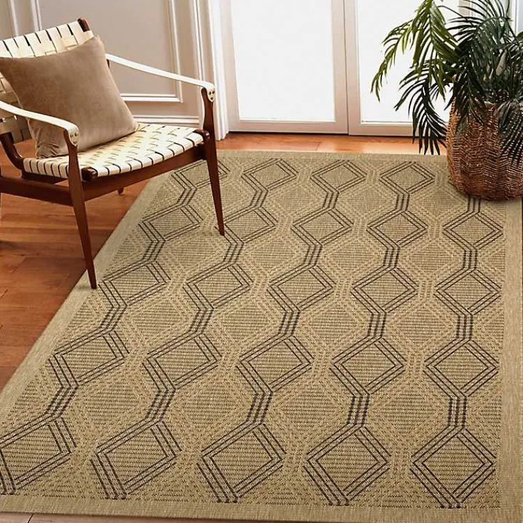 Kirklands Home Outdoor Rugs|Tan & Black Diamonds Indoor/Outdoor Area Rug, 5x7