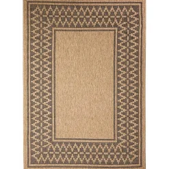 Kirklands Home Outdoor Rugs|Tan & Black Zig Zag Indoor/Outdoor Area Rug, 5x7