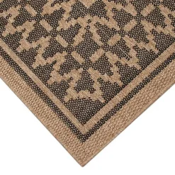 Kirklands Home Outdoor Rugs|Tan & Black Zig Zag Indoor/Outdoor Area Rug, 5x7