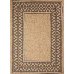 Kirklands Home Outdoor Rugs|Tan & Black Zig Zag Indoor/Outdoor Area Rug, 7x9