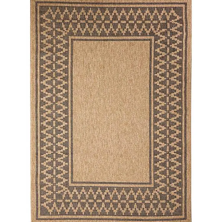 Kirklands Home Outdoor Rugs|Tan & Black Zig Zag Indoor/Outdoor Area Rug, 7x9