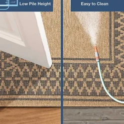 Kirklands Home Outdoor Rugs|Tan & Black Zig Zag Indoor/Outdoor Area Rug, 7x9