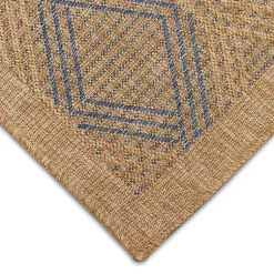 Kirklands Home Outdoor Rugs|Tan & Navy Diamonds Indoor/Outdoor Area Rug, 5x7