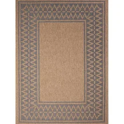 Kirklands Home Outdoor Rugs|Tan & Navy Zig Zag Indoor/Outdoor Area Rug, 5x7
