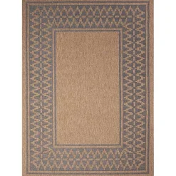 Kirklands Home Outdoor Rugs|Tan & Navy Zig Zag Indoor/Outdoor Area Rug, 7x9