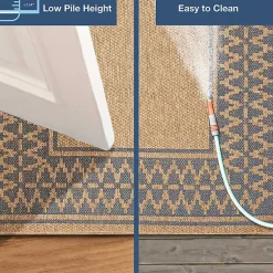 Kirklands Home Outdoor Rugs|Tan & Navy Zig Zag Indoor/Outdoor Area Rug, 7x9