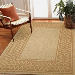 Kirklands Home Outdoor Rugs|Tan & Orange Zig Zag Indoor/Outdoor Area Rug, 5x7