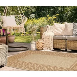 Kirklands Home Outdoor Rugs|Tan & Orange Zig Zag Indoor/Outdoor Area Rug, 5x7