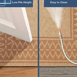 Kirklands Home Outdoor Rugs|Tan & Orange Zig Zag Indoor/Outdoor Area Rug, 7x9