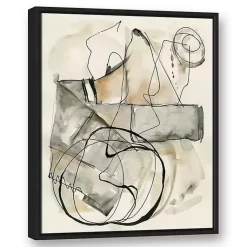Kirklands Home Canvas Art|Tan and Black Abstract Framed Canvas Art Print