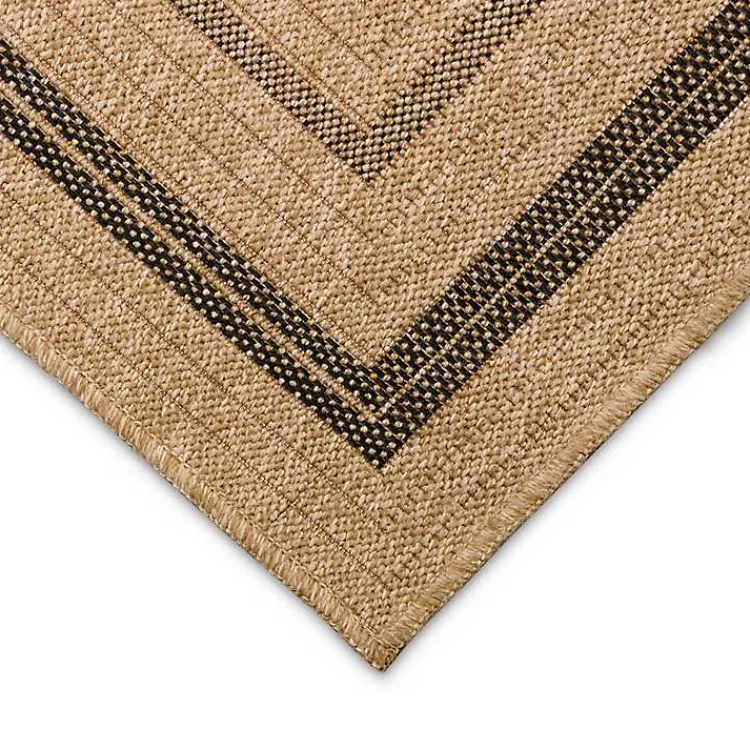 Kirklands Home Outdoor Rugs|Tan and Black Framed Indoor/Outdoor Area Rug, 7X9