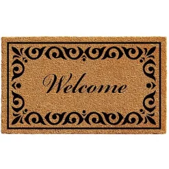 Kirklands Home Doormats|Tan and Black Scroll Welcome Doormat, 29x17 in.