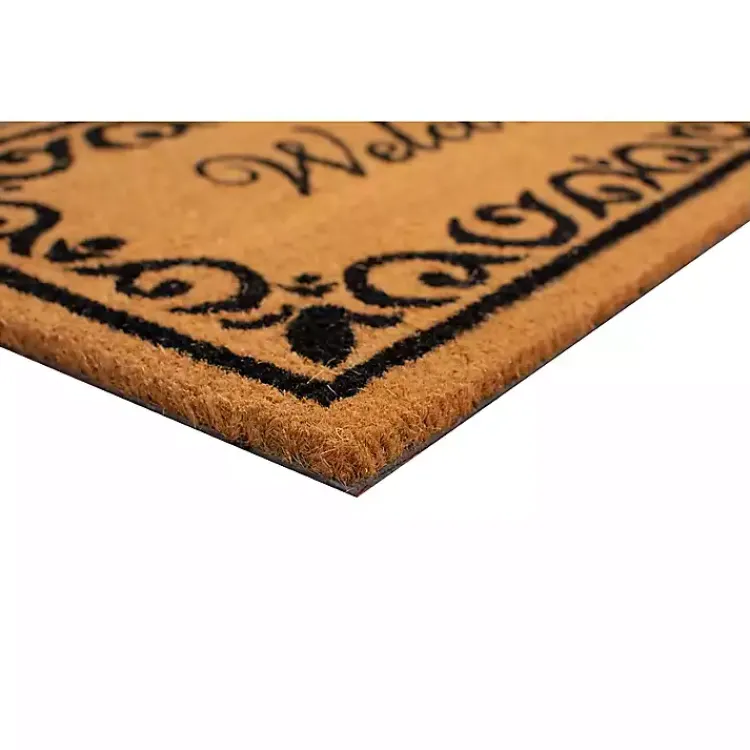 Kirklands Home Doormats|Tan and Black Scroll Welcome Doormat, 72x36 in.