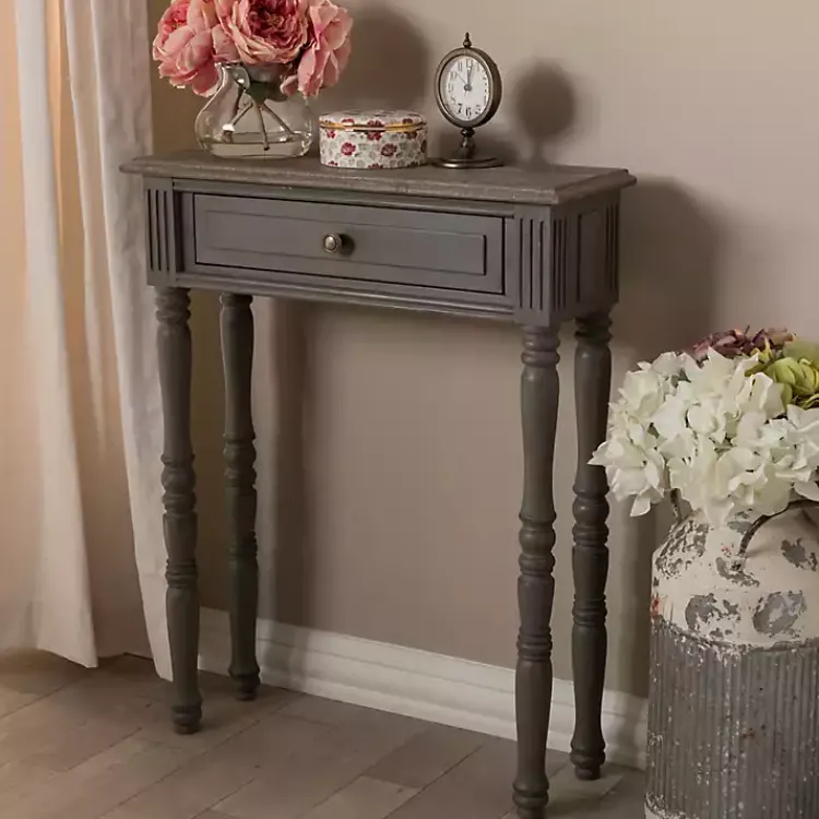 Kirklands Home Console Tables|Tan and Gray Ornate Ball Turned Console Table