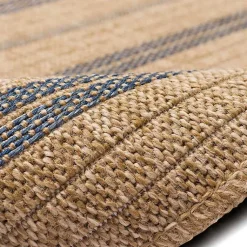 Kirklands Home Outdoor Rugs|Tan and Navy Framed Indoor/Outdoor Area Rug, 7x9