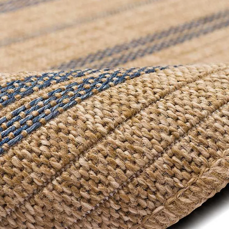 Kirklands Home Outdoor Rugs|Tan and Navy Framed Indoor/Outdoor Area Rug, 7x9