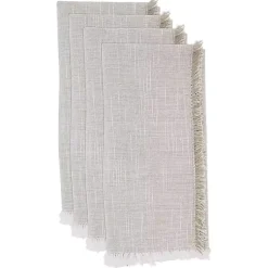 Kirklands Home Table Linens|Tan and White Two-Tone Fringe Napkins, Set of 4