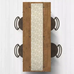 Kirklands Home Table Linens|Tan and White Wildflower Table Runner, 72 in.