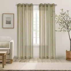 Kirklands Home Curtains & Drapes|Boucle Sheer Single Curtain Panel, 95 in. Tan