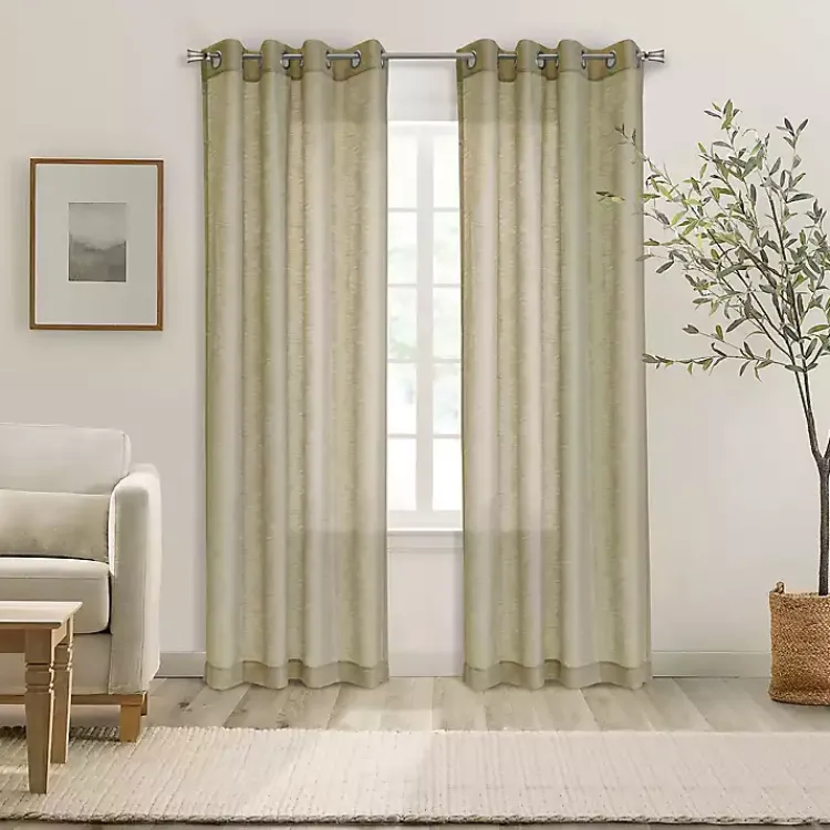 Kirklands Home Curtains & Drapes|Boucle Sheer Single Curtain Panel, 95 in. Tan