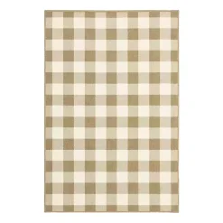 Kirklands Home Area Rugs|Buffalo Check Outdoor Area Rug, 5x7 Tan