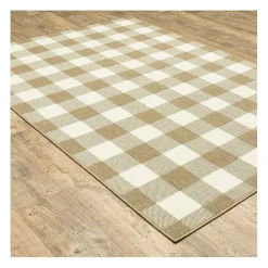 Kirklands Home Area Rugs|Buffalo Check Outdoor Area Rug, 5x7 Tan