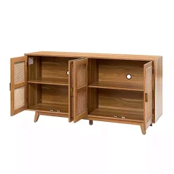 Kirklands Home Cabinets & Sideboards|Cane Wood Storage Media Cabinet Tan
