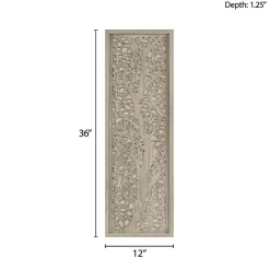 Kirklands Home Wall Plaques|Carved Wood Laurel Branches Panel Wall Plaque Tan