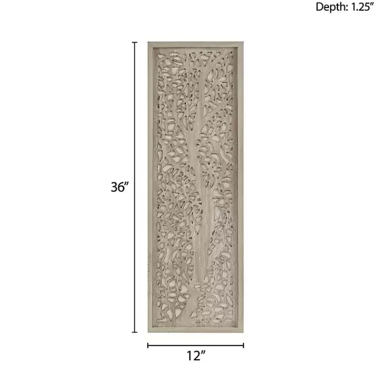 Kirklands Home Wall Plaques|Carved Wood Laurel Branches Panel Wall Plaque Tan