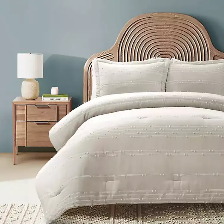 Kirklands Home Comforters|Clipped Stripe 3-pc. Full/Queen Comforter Set Tan