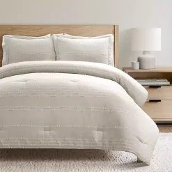 Kirklands Home Comforters|Clipped Stripe 3-pc. Full/Queen Comforter Set Tan