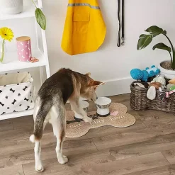 Kirklands Home Kitchen & Floor Mats|Eat Play Love Bone-Shaped Pet Bowl Mat Tan