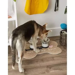 Kirklands Home Kitchen & Floor Mats|Eat Play Love Bone-Shaped Pet Bowl Mat Tan
