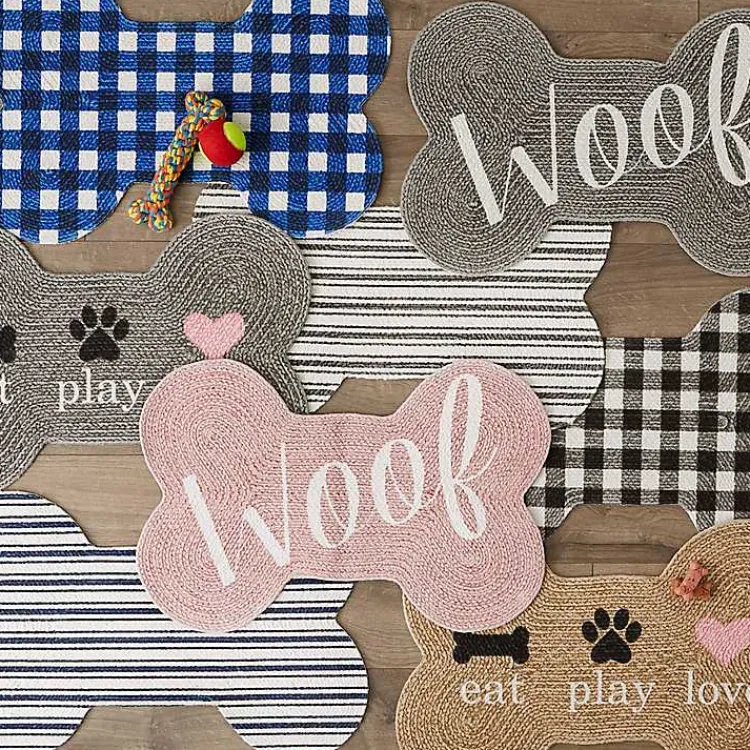 Kirklands Home Kitchen & Floor Mats|Eat Play Love Bone-Shaped Pet Bowl Mat Tan