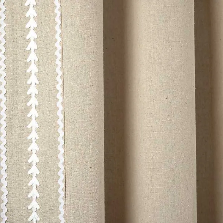 Kirklands Home Curtains & Drapes|Embroidered Ric Rac Curtain Panel, 84 in. Tan