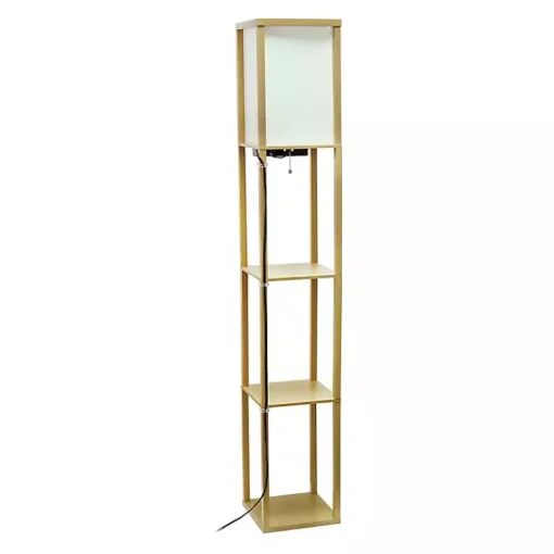 Kirklands Home Floor Lamps|Etagere Shelf Charging Floor Lamp Tan