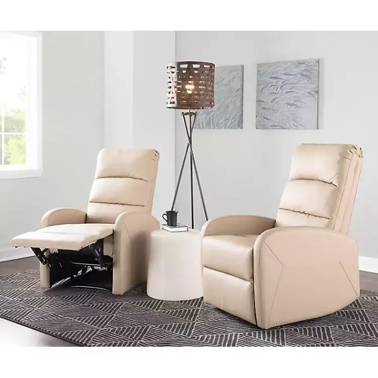 Kirklands Home Accent Chairs|Faux Leather Dormi Recliner Tan