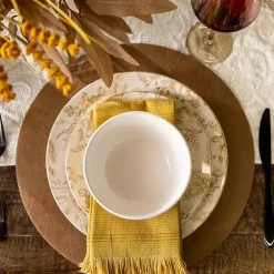 Kirklands Home Table Linens|Faux Leather Round Placemat Tan