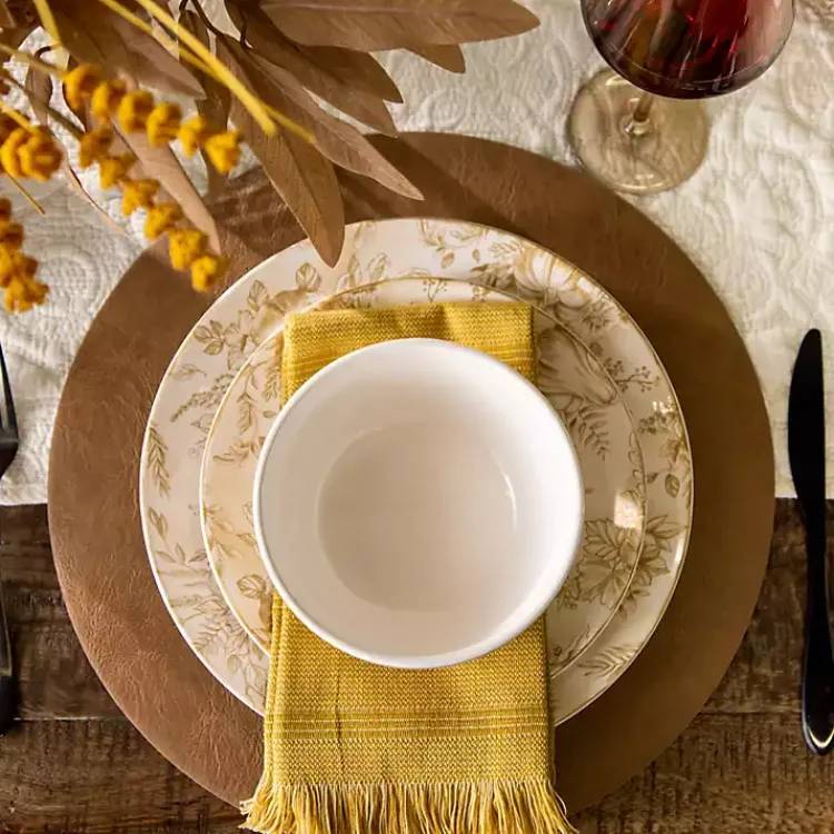 Kirklands Home Table Linens|Faux Leather Round Placemat Tan