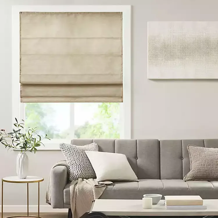 Kirklands Home Curtains & Drapes|Faux Silk Room Darkening Roman Shade, 33 in. Tan
