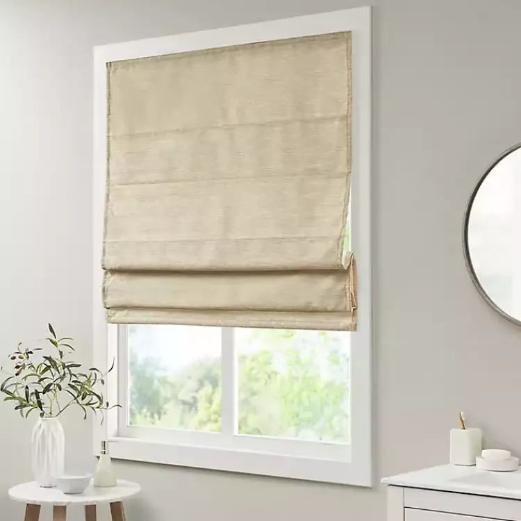Kirklands Home Curtains & Drapes|Faux Silk Room Darkening Roman Shade, 33 in. Tan