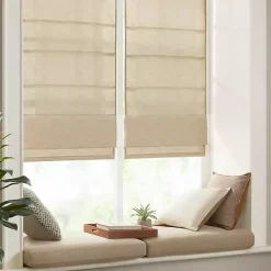 Kirklands Home Curtains & Drapes|Faux Silk Room Darkening Roman Shade, 35 in. Tan