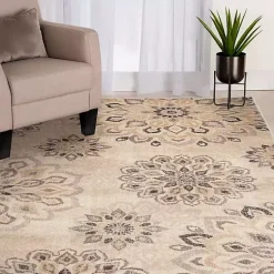 Kirklands Home Area Rugs|Floral Mini Medallions Area Rug, 5x7 Tan