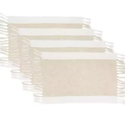Kirklands Home Table Linens|Tan Fringed Two Tone 4-pc. Placemat Set