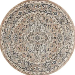 Kirklands Home Area Rugs|Tan Navaro Medallion Round Area Rug, 5 ft.