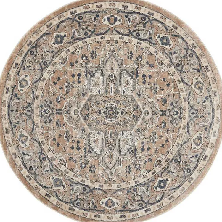 Kirklands Home Area Rugs|Tan Navaro Medallion Round Area Rug, 5 ft.