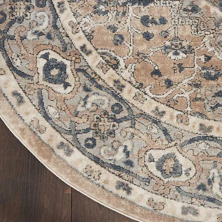 Kirklands Home Area Rugs|Tan Navaro Medallion Round Area Rug, 5 ft.