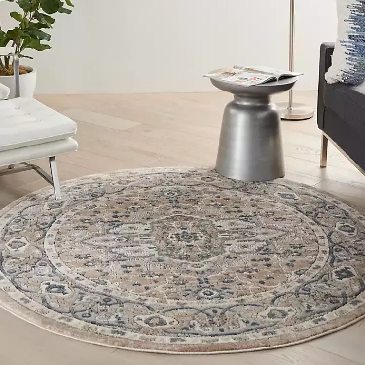 Kirklands Home Area Rugs|Tan Navaro Medallion Round Area Rug, 5 ft.
