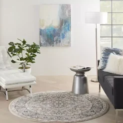 Kirklands Home Area Rugs|Tan Navaro Medallion Round Area Rug, 5 ft.