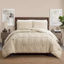 Kirklands Home Comforters|Riley Pleated 3-pc. Full/Queen Comforter Set Tan